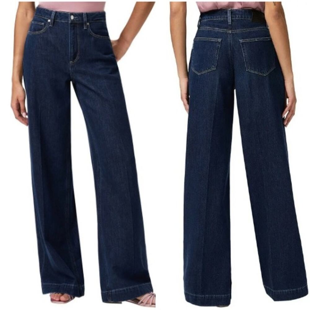 NEW PAIGE Harper Michiru Wide Leg Jeans High Waisted Blue Denim Womens Size 25